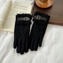 1 Pair Women's Fleece Cycling Gloves, Windproof, Warm, Thick, Touchscreen Friendly, Winter - Multicolor - View 8