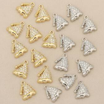 1/5-Piece Christmas Series DIY Jewellery Pendants, Exquisitely Stylish With Micro-Inlaid Zirconia Christmas Hat Accessories, Available In 18K Gold-Plated In Gold Or Silver, Suitable For Making Earrings, Necklaces, And Bracelet Decorations