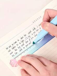 3 piezas/1 pieza Regla con forma de pata de gato, regla de dibujo transparente, regla de plástico de color degradado, artículos de papelería, marcador de libros creativo de dibujos animados, regla de planificador rosa, herramienta de medición de dibujo, premio regalo - Multicolor - Ver 4