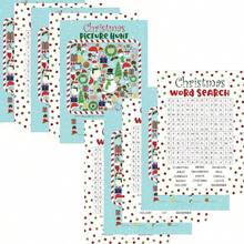 Juego de cartas de Navidad, tarjetas de papel a doble cara, regalo de Navidad divertido, tarjetas de felicitación de Navidad, accesorios para juegos de fiesta de Navidad, que incluyen juegos de búsqueda de palabras y de encontrar imágenes, adecuado para reuniones, fiestas y regalos navideños