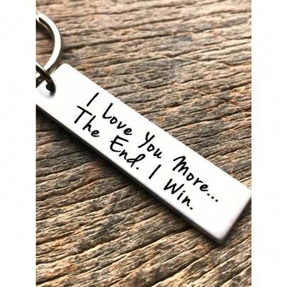 2025 Laprio 1Pc I Love You More The End I Win Keychain,Couple Keychain,Keyring For Boyfriend,Girlfriend Gift Birthday,Anniversary Gift For Him Car Accessories Bag Charm School Letter Cute Goth Y2k