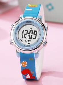 1 pieza Reloj deportivo digital con estampado de dinosaurio, reloj de pulsera multifuncional de moda con elemento creativo de dinosaurio, accesorio de estilo deportivo - Multicolor - Ver 9