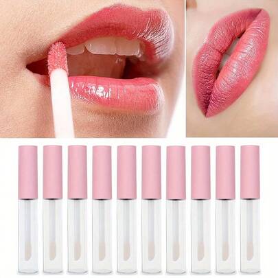 12pcs Mini Refillable Lip Gloss Tubes - 3ml Travel-Size Portable Containers With Leakproof Rubber Plug, Empty Lipstick Tubes For DIY Cosmetics & On-The-Go Touch-Ups