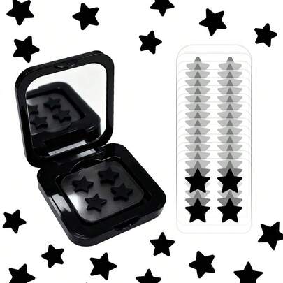 60 miếng/hộp Hình dán ngôi sao dễ thương - Hình dán mặt, không cồn, không mùi, dịu nhẹ cho da, dễ dán, chống thấm nước, lý tưởng để trang trí tiệc, dán mặt, gương trang điểm, thích hợp cho trang điểm, trang trí phòng, bàn trang điểm, du lịch, phòng ngủ, phụ kiện trang điểm, Màu sắc: Hồng, Đen, Vàng, Trắng, Xanh lá cây, Nhiều màu, Màu da. Bao gồm 1 gói 40 miếng/tờ.