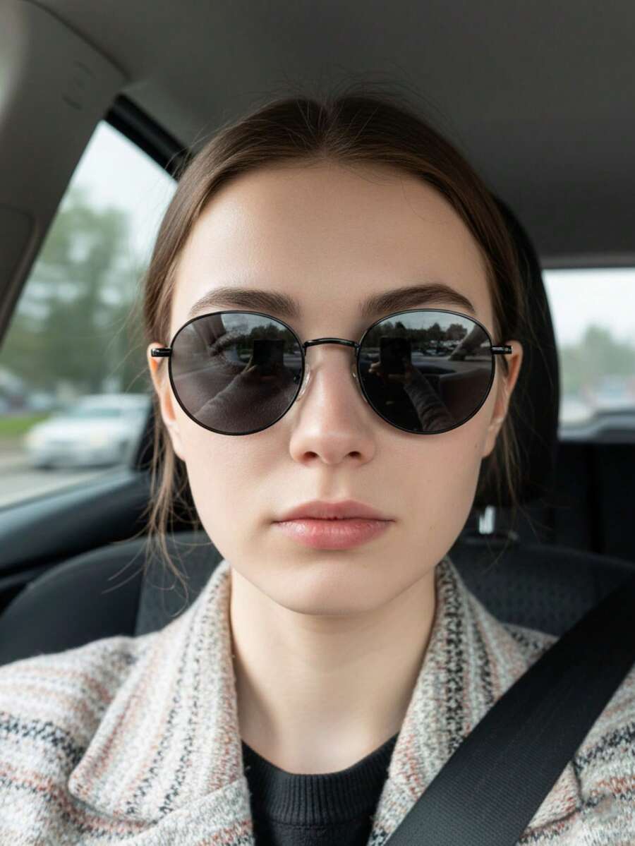 1pc Retro Round Small Frame Fashion Glasses For Women - 1 hộp nhỏ, màu vàng, đen và xám thời trang - Xem 1