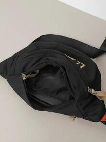 Bolso de cintura con cierre de cremallera, ajustable, con estampado de letras de unicolor y de moda