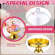 6/12/24 Pieces Plastic Mini Cake Stand With Dome Cover Chocolate Candy Cupcake Containers Dessert Display Plate With Dome Cover For Birthday Wedding Holiday Party Supplies (Gold, Transparent) - Gold - View 6