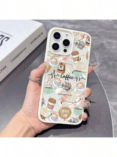 Herbst-Themen Macaron Magnetische Handyhülle, mit Kaffeebohnen- und Blattmustern, unterstützt kabelloses Laden und ist geeignet für iPhone 11, 12, 13, 14, 15, 16, 17 und Galaxy 22, 23, 24, 25. Es ist das perfekte Geschenk für Familie, Freunde, Herbst, Thanksgiving und Halloween.