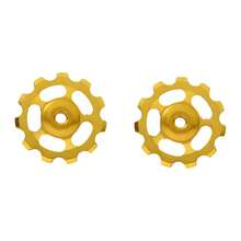 2 polias guia de alumínio CNC 11T - Polia de câmbio traseiro com rolamento selado, polias guia leves para transmissão de bicicleta.