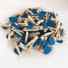 100pcs Wooden Heart Shaped Clips, Mini Photo, Postcard And Decoration Clothespins, Love Clips, Suitable For Wedding, Party And Home Stationery Decoration - Multicolor - View 4