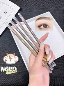 NOVO 雙頭鴨嘴形眉筆，可削尖細尖頭，防水防汗，硬眉芯，高顯色，防暈染持久，附刷毛刷，可畫出毛髮感野生眉，適合日常使用與化妝師使用 - 01#深棕色 - 查看 3
