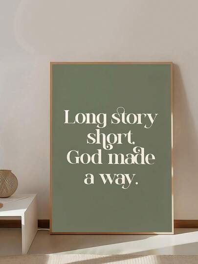 1pc Long Story Short, God Made A Way, Christian Printable Wall Art, Christian Quote, Christian Wall Decor, Faith Wall Art, Christian Home Decor, A Dream Is A Wish Your Heart Makes, Girl Wall Art, Bedroom Decor,Living Room Decor,Office Decor, Dormitory Decor, Wall Arts, Wall Decor, Home Decor, Room Decor, Canvas Wall Art, Posters, Wall Art With Frame, Optional Frame