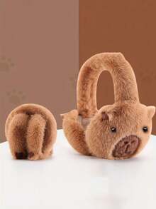 1pc Cute Ear Pads - Fluffy Foldable Winter Headwear For Women, Soft Plush Animal Design, Perfect For Casual Travel & Outdoor Activities, Cute Ear Pads, Travel Headwear, Playful Design, Comfortable Fit Ear Muffs