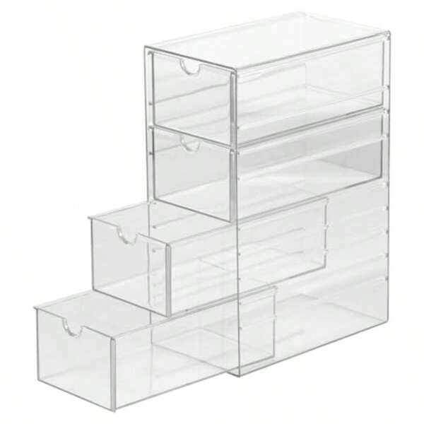 Clear Tea Bag Organizer Drawer Tea Bag Organiser And Storage Box Stackable Storage Holder 4 Drawers Large Capacity Storage Drawer For Countertop Cabinet