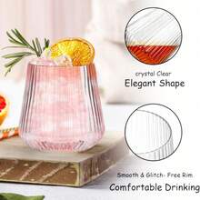 12/6/1pc Set Classic Striped Wine Glasses, 12oz Transparent Unbreakable Cocktail Glasses, Reusable For Champagne, Dessert, Banquet, Wedding, Party - Multicolor - View 5