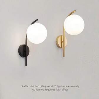 1pc Luxury Elegant Glass Ball Wall Lamp, Suitable For Corridor, Bedroom, Living Room And Other Environments