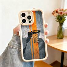 Cubierta de teléfono con diseño de canasta de baloncesto gris y naranja para uso diario y deportivo - Blanco - Ver 2