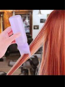 2pcs, 1 Piece Toothed Dry Cleaning Bottle Shampoo Bottle Hair Dye Perm Hair Salon Squeeze Bottle Scale Bottle Perm Bottle Hairdressing Supplies, And 1 Piece Shampoo Comb Scalp Massager, 2-In-1 Dry/Wet Hair Scalp Massager Shampoo Brush Scalp Care Brush For Scalp Care, Suitable For Men, Women, And Children - Pink - View 4