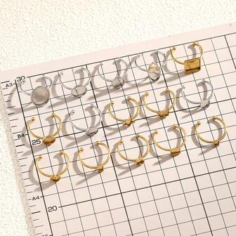 10件套不锈钢18K镀金多款式可调节戒指底座DIY饰品制作配件，女士不锈钢饰品，女士不锈钢饰品制作配件，不锈钢女士饰品，女士手工饰品，适合女士日常佩戴