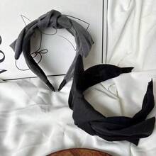 1pc Retro French Elegant Extra Large Grey Bow Headband Hair Accessory, Fashion Knotted Hair Clasp Hairband Versatile Head Hoop For Daily Use, Makeup, Hairstyling, Festivals, Valentine's Day Party, Gift,Hairband,Hair Hoop Headbands