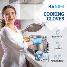 HandE Guantes desechables de nitrilo azul medianos, unidades, guantes de cocina, sin polvo, sin ltex, guantes de examen mdico con agarre texturizado en las puntas de los dedos, limpieza, saln y pintura - Chica - Ver 4