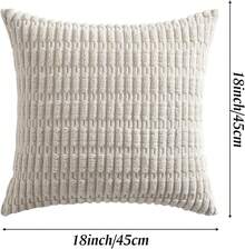 4 fundas de cojín decorativas, 45 x 45 cm funda de cojín de pana para sofá,Funda de almohada a rayas de estilo bohemio de pana suave para sofá, cama, decoración del hogar de granja - Gris Oscuro - Ver 12