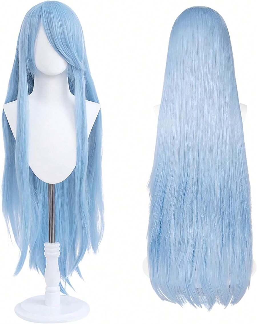 Perruque Longue 100 Cm, Cosplay Anime Universel, Parfaite Pour Fêtes, Usage Quotidien - 淺藍色 - 查看 1