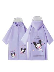 1件儿童雨披，Kulomi儿童雨衣，适合幼儿园和小学学生，透明大帽檐雨衣，带背包隔层