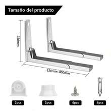 Soporte para Microondas, Repisa para Microondas de Acero Inoxidable, Montaje en Pared y Plegable Sin Ocupar Espacio - Plateado - Ver 2