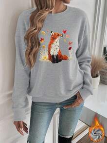 Damen Lässig Warm Fake Pelz Fuchs Muster Sweatshirt, Warmer Pullover, Bedruckter Sweatshirt, Fröhliche Weihnachten, Weihnachtsthemen Kleidung, Weihnachtsgeschenk, Chinesisches Neujahr, Frühlingsfest, Jahr des Pferdes, Valentinstag, Valentinstag Geschenk, Geschenk für sie, Ausgehen Oberteile, Liebestag, Jahrestag, Romantische Geschenke, Geschenke für sie, Geschenke für Freundin, Passende Outfits, Liebe ausdrücken, Ich liebe dich, Einzigartige Geschenke, Limitierte Auflage