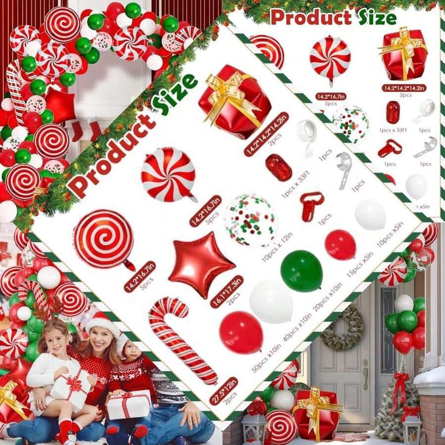 Xugoox Christmas Balloon Garland Arch Kit - 165 Pcs Red Green Balloons For Christmas/New Year/Birthday Party Decorations - As Pic - View 1