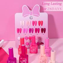 JR Set de 9 piezas de 15ml de esmalte de uñas en gel de colores, con botella y tapa con diseño de lazo para el Día de San Valentín, gel UV LED que se retira con remojo, regalo para las uñas de las niñas - Multicolor - Ver 7
