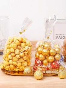 100/50pcs/Gift Bags With Ribbon Ties Transparent Gift Bags Candy, Cookie, And Party Gift Packaging Bags - Multicolor - View 2