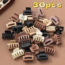 30/20/10pcs Milk Coffee Color Series, Small Bird Pouch, Small Square Dragon Bone Hair Claw Clip For Women, Random Colors, Hair Accessories, Hair Claw, Claw Clip, Hair Grab Bag, Chin Clip, School Supplies, College Autumn And Winter Vacation Clothing For Women Elegant Hair Clips Winter Hair Clutch
