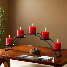 5-Arm Curved Candle Holder - Elegant Curved Design, Sturdy Iron Construction With Black Finish, Suitable For Christmas, Halloween, Restaurants, Living Rooms, And Various Events - Black - View 2