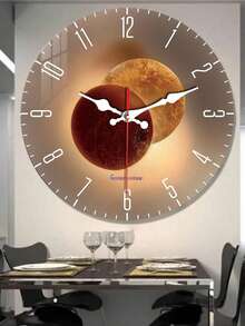 1 Pc 10 Inch/12 Inch Light Shadow Art Frameless Wood Wall Clock, Planet Pattern, Silent And Non-Ticking, Suitable For Living Room, Bedroom, Dining Room, Kitchen, Office Home Decoration Crafts, Round Clock, Gift Friends, Battery Powered (No Battery) Room Decor - Multicolor - View 7