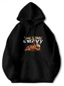 Heavy-Duty Casual Hoodie With Tourbus Driver Cartoon & Tourettes Humor Print - Cozy Pullover Sweatshirt Year-Round Wear, Tourettes Awareness Design, Washable Truck Drivers & Tourette's Supporters 9GXS - Black - View 1