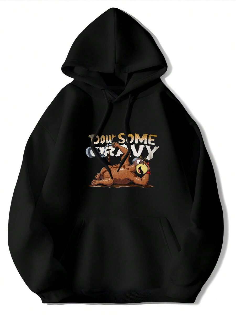 Heavy-Duty Casual Hoodie With Tourbus Driver Cartoon & Tourettes Humor Print - Cozy Pullover Sweatshirt Year-Round Wear, Tourettes Awareness Design, Washable Truck Drivers & Tourette's Supporters 9GXS - Black - View 1
