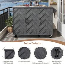 Kitchen Island, Sideboard, 118*45(75)*92cm, Serving Cart, Mobile Kitchen Island, Extendable Kitchen Cart On Wheels, With Towel Rack And Door Shelf, Adjustable Shelves, Three Drawers - Black - View 5