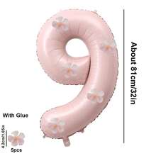 6pcs 32-Inch Pink Digital Balloons Decor With White Flower Patterns, Suitable For Birthday Party, Family Gathering And Various Holiday Celebrations - Pink - View 15