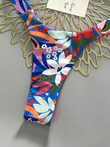 2 件波西米亚豹纹星星印花休闲可爱优雅性感扎染钩针撞色饰边比基尼泳装，海滩度假，春夏 - 彩色 - 查看 6