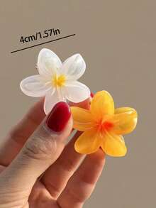6 Stücke/2 Stücke 4cm/1.57in weiße, gelbe, blaue, rosa, orange, lila blumenförmige Kunststoff Haarklammern, süße kleine Größe, leicht, modisch, elegant, minimalistisch, einfarbige Haaraccessoires geeignet für Alltag, Lässig, Party, Pendeln, Urlaub, Pferdeschwanz, Dutt, Gesichtswäsche, Make-up, Outfit-Matching Haarklammern Winter - Verschiedenfarbig - Übersicht 2