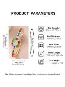 1 件极简主义小表盘石英手链手表，轻巧钢表带，时尚优雅（仅手表，无包装） - 金色 - 查看 7