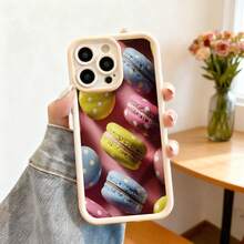 Cubierta de teléfono con borde negro y diseño de macarons coloridos para iPhone 14 Pro Max ideal para uso diario y estética moderna - Negro - Ver 3