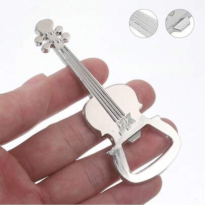 1pc,This Simulated Guitar Bottle Opener Is Made Of Zinc Alloy And Features A Metal Keychain/Belt Design. It's A Practical Rock Music Accessory Suitable For Everyday Carry, Parties, As A Gift, Or For Music Lovers.