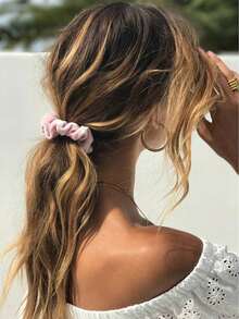 Soft Velvet Texture Large Intestine Hair Ring, Ladies' Bun Fixer, Suitable For Ponytail, Braided Hair And Bun, Durable Solid Color Hairband Ring Autumn And Winter Hair Rope, Gentle And Generous Korean Pink Light Pink Coral Pink Winter Gift For Girlfriend, Friend And Mother Thanksgiving Halloween Christmas Valentine's Day Gift