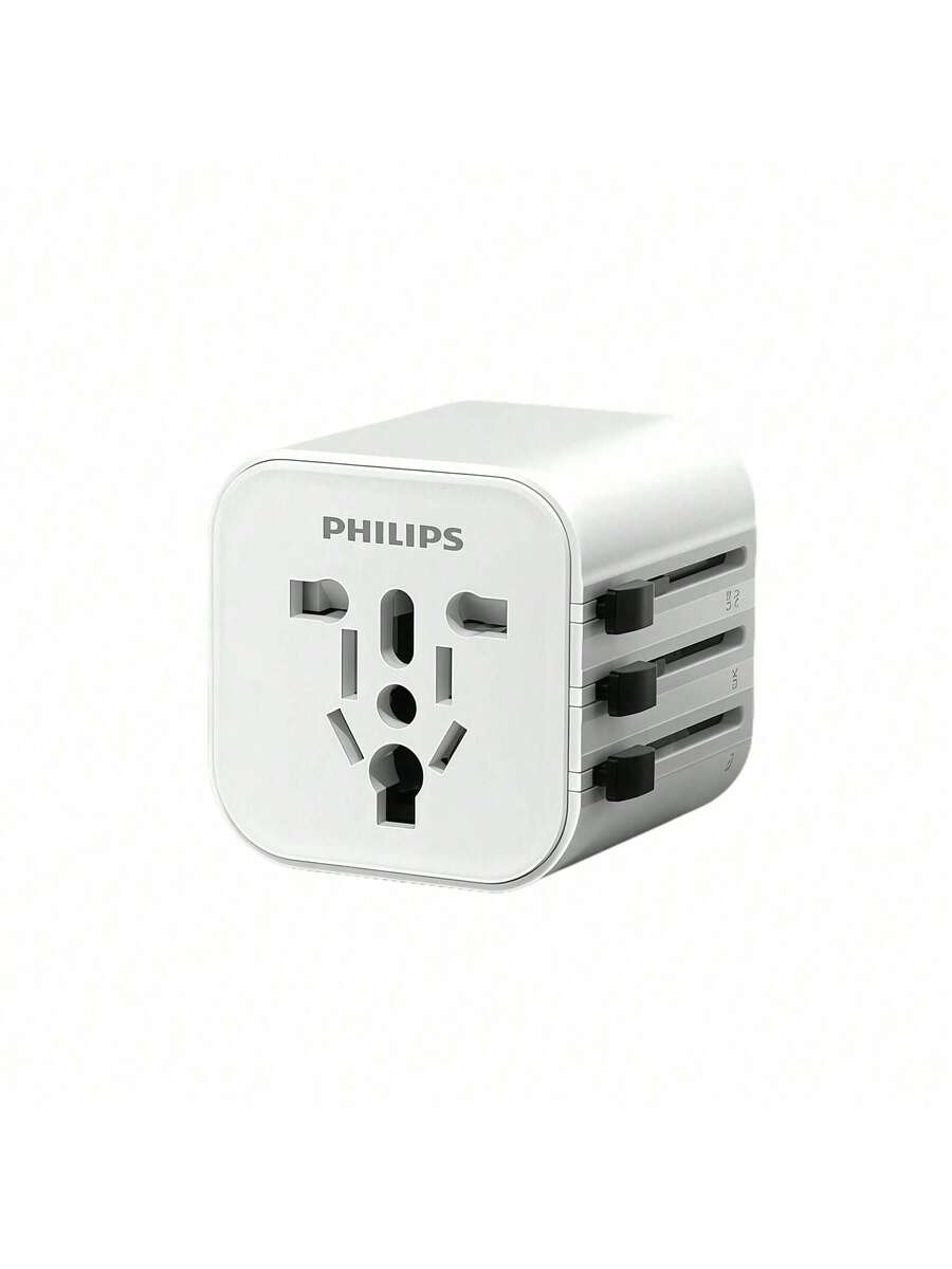 PHILIPS Adaptador de viaje internacional SPB1013B/93: Imprescindible para viajeros, este accesorio portátil es compatible con múltiples países y regiones. Práctico y portátil, ideal para estudiar o viajar al extranjero. Disponible en varios colores. - Enchufe EU Tipo C(220-240V) - Ver 1
