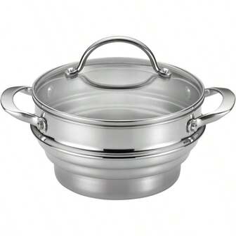 Anolon 77447 Classic Stainless Steel Universal Covered Steamer Insert With Glass Lid