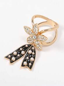 1 pieza Broche de bufanda de diseño floral con decoración de perlas - Multicolor - Ver 5