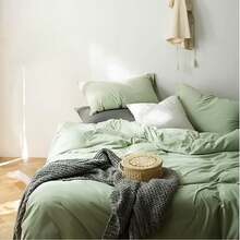 Bed Linen 135 X 200 Cm 2-Piece Sage Green 1 Duvet Cover 135 X 200 Cm + 1 Pillowcase 80 X 80 Cm Oeko-Tex Green Microfibre Duvet Cover Bedding Sets With Zip - Light Green - View 9